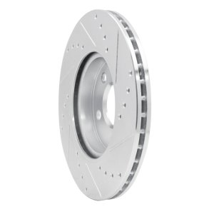 Mini Cooper Brake Rotor (1) - Front Left - R1 Concepts - Drilled & Slotted - Silver - `14-`21